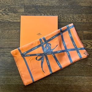 Hermes Orange Bolduc Scarf